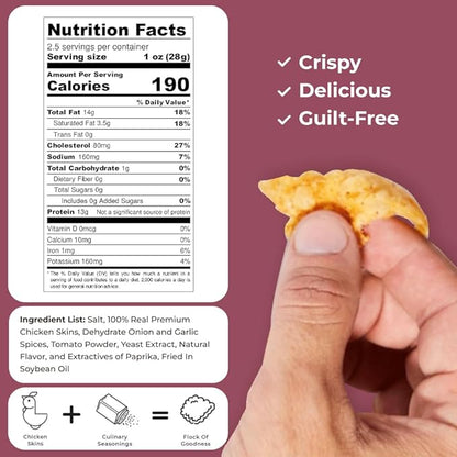 Flock Keto Chicken Skin Chips | Terry Black's BBQ Flavor | Low Carb, High Protein, Sugar Free, Gluten Free Fried Chicken Skins for People | (2.5oz) 4-Pack Crispy Flock Chips
