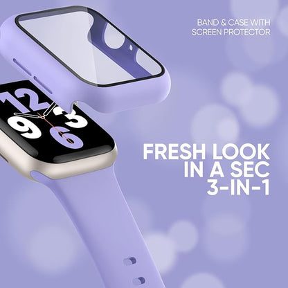 Compatible for Apple Watch Series 11 10 Band 46mm and Case with Screen Protector, Soft Silicone Sport Strap Bands and Protective Cover with Tempered Glass for iWatch Series 11 10