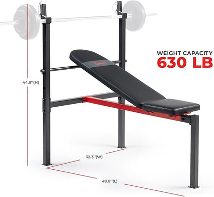 Sunny Health & Fitness Compact Premium Incline Bench Press Bar Rack Set & Optional Leg Extension Developer, Preacher Curl for Solid Strength Training Home Gym