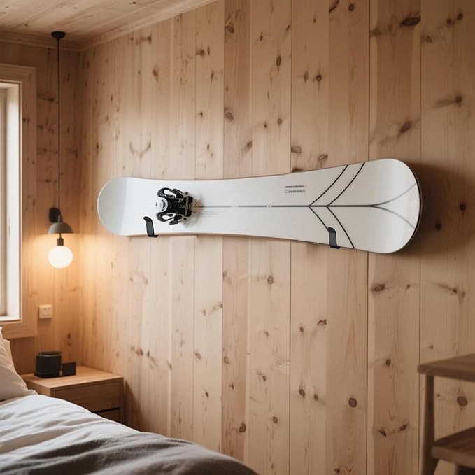 4 Pack Snowboard Wall Mount Clips, Horizontal Skateboard Wall Mount with Screws, Snowboard Display Stand, Indoor Snowboard Storage, Snowboard Wall Rack Storage and Display for Room, Garage
