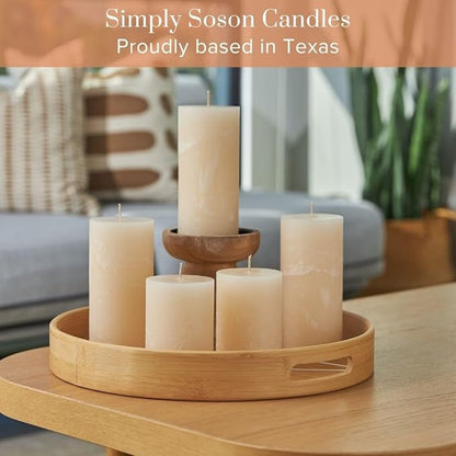Simply Soson 3x3 inch Ivory Pillar Candles Set of 3, Rustic Texture, Unscented Ivory Candles, Dripless Candles, 3 inch Pillar Candles Ideal as Wedding, Parties, Spas, Dinner, Home Decoration, Church