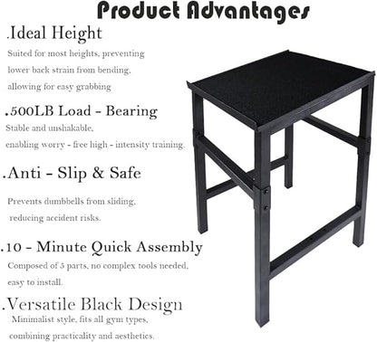 Black Heavy Duty Adjustable Dumbbell Stand - Home Gym Storage Rack with Non-Slip Base, Anti-Tip Safety & Space-Saving Design.