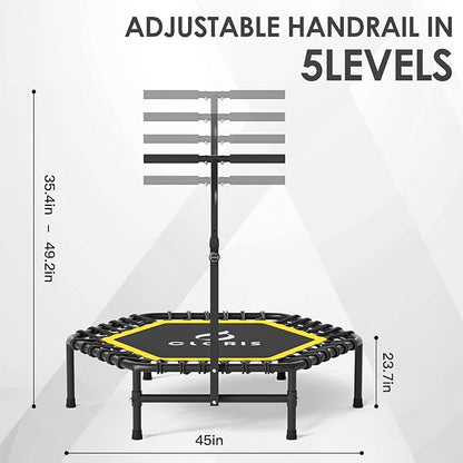 CLORIS 45'' Rebounder Trampoline for Adults - Max Load 450lbs, Mini Trampoline with Adjustable Foam Handle Indoor/Outdoor Fitness Body Exercise