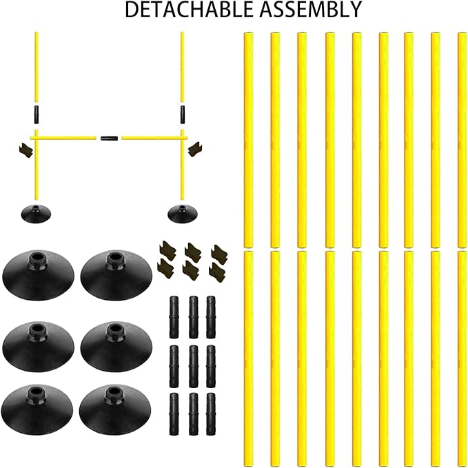 Adjustable Height Agility Hurdle Set Multi-Function Soccer Trainning Pole Set Coaching Sticks with Rubber Base