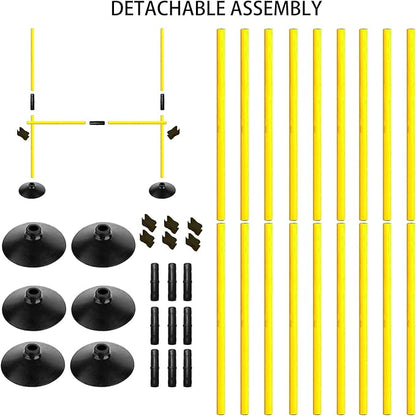 Adjustable Height Agility Hurdle Set Multi-Function Soccer Trainning Pole Set Coaching Sticks with Rubber Base