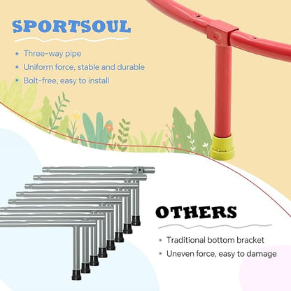 SPORTSOUL Mini Trampoline for Kids 3-6 with Super Safe Foam Handle Bar, 3ft Toddler Trampoline Indoor with No-Gap Cover for Indoor and Outdoor