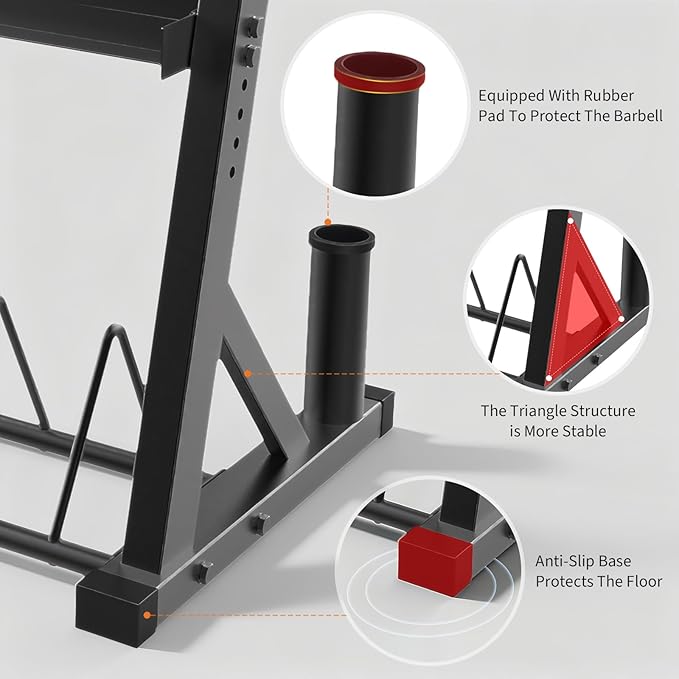 3 Tier Barbell Storage Racks,1000 LBS Capacity Adjustable Weight Rack for Dumbbell, Kettlebell, Barbell Bar(Q235 Carbon Steel)