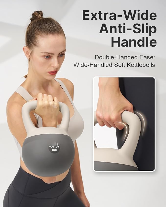 YOTTOY Soft Kettlebell, Set for Strength Training Kettlebells & Home Workouts, Soft-Sided Cushioned Base, Wide-Handle - Ideal for Men, Women, & Beginners