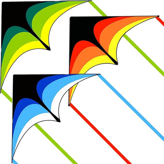 Mint's Colorful Life 3 Pack Delta Kites for Kids & Adults, Easy to Fly Large Kite Set for