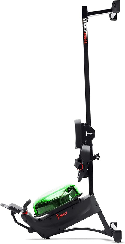 Sunny Health & Fitness Elite Water Rowing Machine with High Dynamic Resistance Vertical Tank, Low-Impact Full-Body Workout and Optional Free SunnyFit App Connectivity