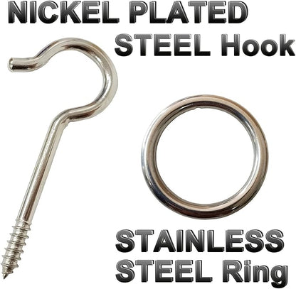 Hook and Ring Toss Game Swing Game DIY Kit -Stainless Steel Ring, Polyester Rope and Hardware