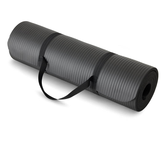 Amazon Basics 1/2 Inch Extra Thick Exercise Yoga Mat with Carrying Strap for Home Workouts and