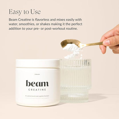 Beam Creatine Powder, Third Party Tested, Micronized Creatine Monohydrate Supplement, Creatine for Women and Men, Muscle Strength, Workout Recovery, Lean Muscle, 30 Servings, Watermelon Flavor