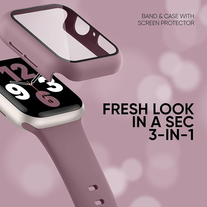 Compatible for Apple Watch Series 11 10 Band 42mm and Case with Screen Protector, Soft Silicone Sport Strap Bands and Protective Cover with Tempered Glass for iWatch Series 11 10