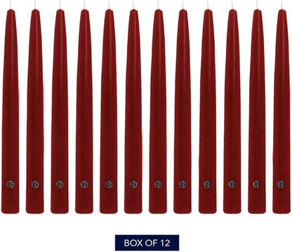 Colonial Candle Unscented Taper Candle, Handipt Collection, Traditional Cranberry, 10 In, Pack of 12 - Up to 8 Hours Burn