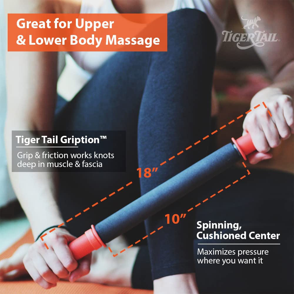 Tiger Tail 18in Massage Stick Portable Roller, Handheld, Deep Tissue Foam Roller, Body Massage and