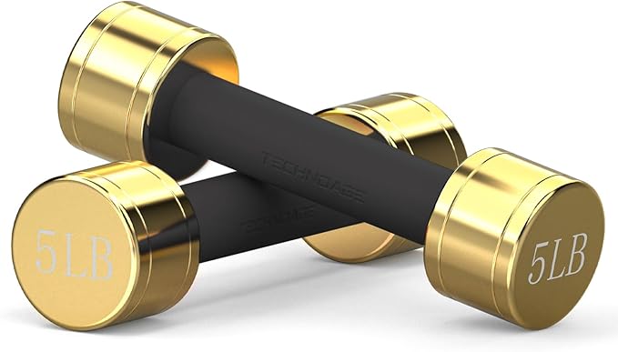 TECHNOAGE Round Dumbbell Sets with Steel Handle, Odorless Neoprene rubber Handle Cover