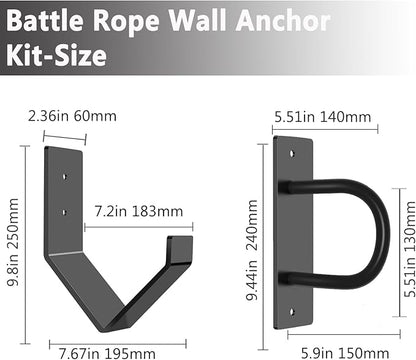 Battle Rope Wall Anchor Kit,Set with 1 Heavy Duty Battle Rope Wall Anchor and 1 Storage Hook,Battle Rope Wall Mount for Home Gym Training