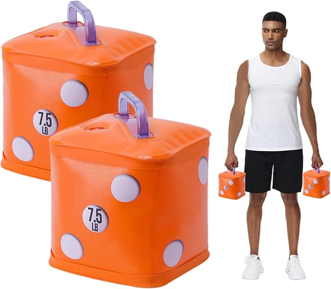 Travel Dumbbells, Water Filled Dumbbells Set, Fitness Exercise Dice 15/20 lbs, Portable Fitness Equipment, Fun for Strength Training, Core Training
