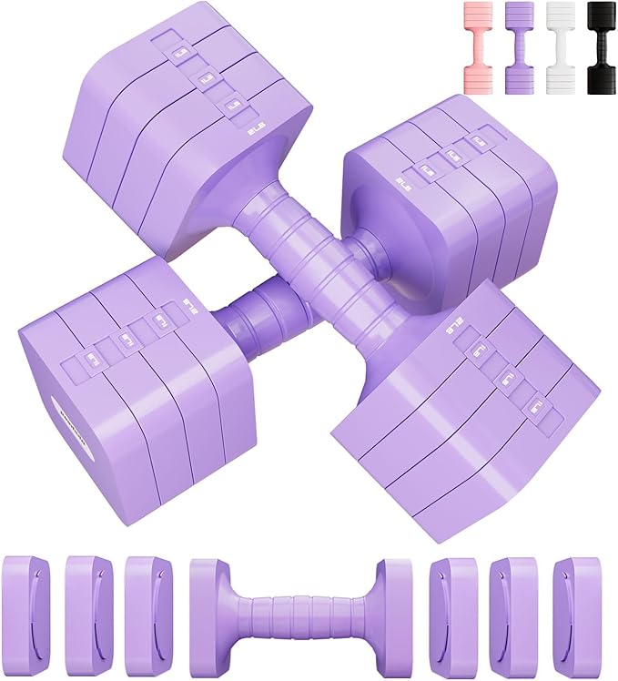 Adjustable Dumbbell Set for Women Men 16LB 20LB Hand Weights Dumbbells Sets Woman Exercise Fitness dumbbell Adjust dumbbells set of 2 for Home Gym Workout Strength Training Equipments