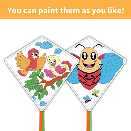DIY Kites for Kids Kite Making Kit Bulk, Decorating Coloring Kite Party Pack,White Diamond Kite Kits