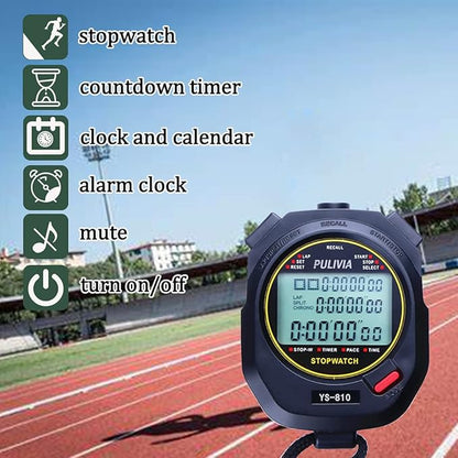 Stopwatch Timer Lap Split Digital Stopwatch with Clock Calendar Alarm, Large Display Stop Watch for Sports Kids Coaches Swimming Running