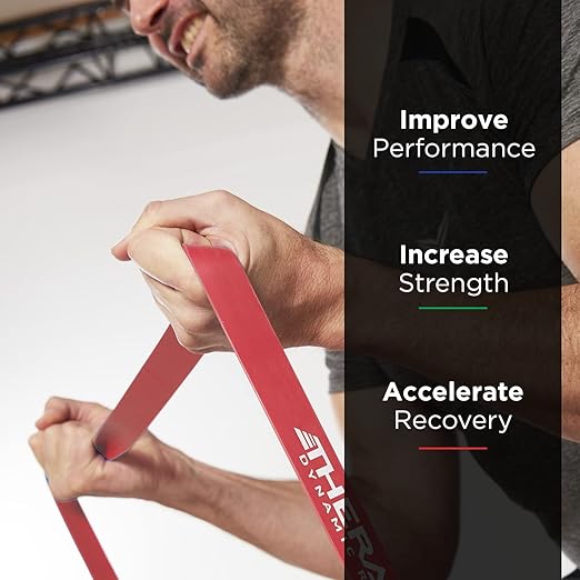 THERABAND High Resistance Bands, Set of 2 Elastic Super Bands for Improving Flexibility, Injury Rehab, & Full Body Workouts, Heavy Duty Stretch Bands for Lifting, 1 Light & 1 Medium Band