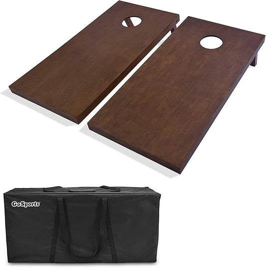 GoSports 4'x2' Regulation Size Wooden Cornhole Boards Set with Dark Brown Varnish | Includes Carrying Case and Bean Bags (Choose Your Colors) Over 100 Color Combinations