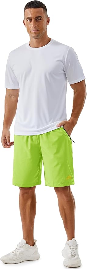 TACVASEN Men's Running Athletic Shorts 9" Quick Dry Workout Gym Shorts Lightweight Summer Shorts 3 Zipper Pockets