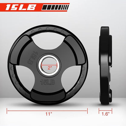 RitFit Olympic Rubber Grip Plates for Barbell, 2-Inch Weight Plates for Weightlifting and Strength Training in Home & Gym, Single, Pair and Sets(2.5/5/10/25/35/45 LB)