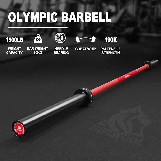 LIONSCOOL 7FT Olympic Barbell for Weightlifting, Power Lifting, 2 Inch Strength Training Bar for Squats, Deadlifts, Presses, Rows, Curls - 700lbs/1000lbs/1500lbs Capacity