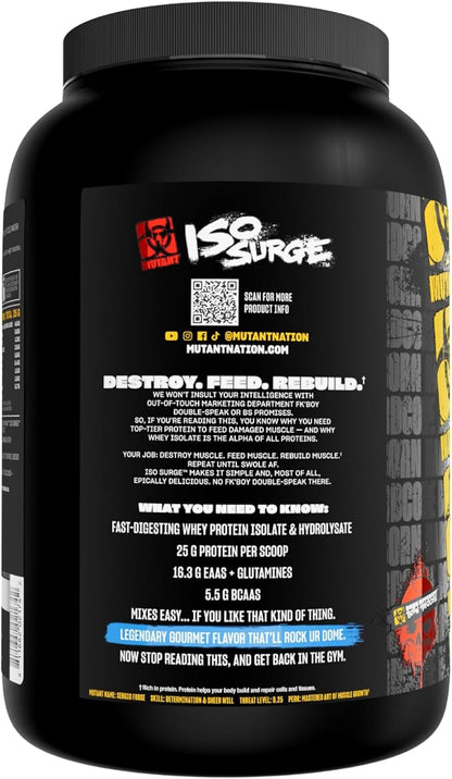 Mutant ISO Surge Whey Protein Isolate Powder Acts Fast to Help Recover, Build Muscle, Bulk and Strength, 1.6 lb (Vanilla Ice Cream)
