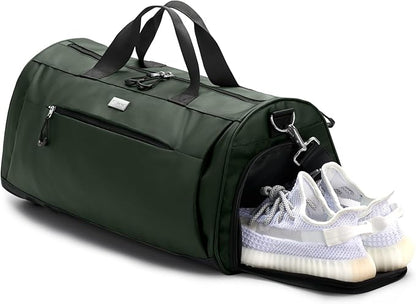 TOPDesign Gym Bag for Women & Men, Unisex Duffel Bag with Shoe Compartment & Wet Pocket for Travel Sports Gym (M Green)