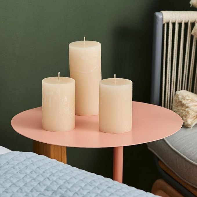Simply Soson 3x3 inch Ivory Pillar Candles Set of 3, Rustic Texture, Unscented Ivory Candles, Dripless Candles, 3 inch Pillar Candles Ideal as Wedding, Parties, Spas, Dinner, Home Decoration, Church