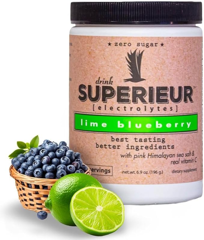 Superieur Electrolytes?“Plant Based Electrolyte Supplement w/Sea Minerals for Hydration & Recovery?“Keto Friendly, Non-GMO, Zero Sugar, Vegan, Healthy Sports Drink Powder?“Lime Blueberry (70 Servings)