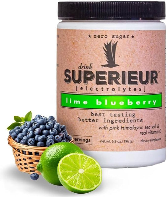 Superieur Electrolytes?“Plant Based Electrolyte Supplement w/Sea Minerals for Hydration & Recovery?“Keto Friendly, Non-GMO, Zero Sugar, Vegan, Healthy Sports Drink Powder?“Lime Blueberry (70 Servings)