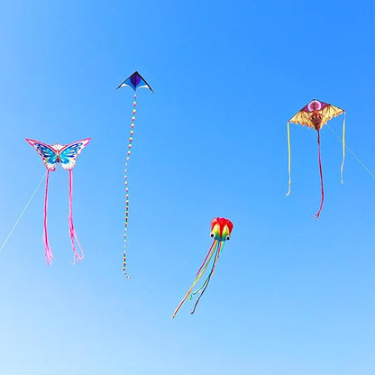 4Pack Large Kite Set - Easy to Fly for Kids Adults, Beach & Park & Outdoor Activities, Perfect for Easter and Festival