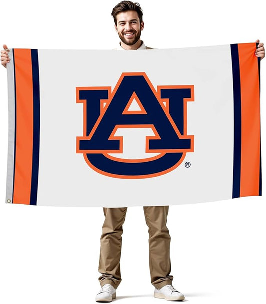 Auburn Tigers College Sports Printed Flag - NCAA Licensed - Nylon - School Banner (White) (3' x 5')