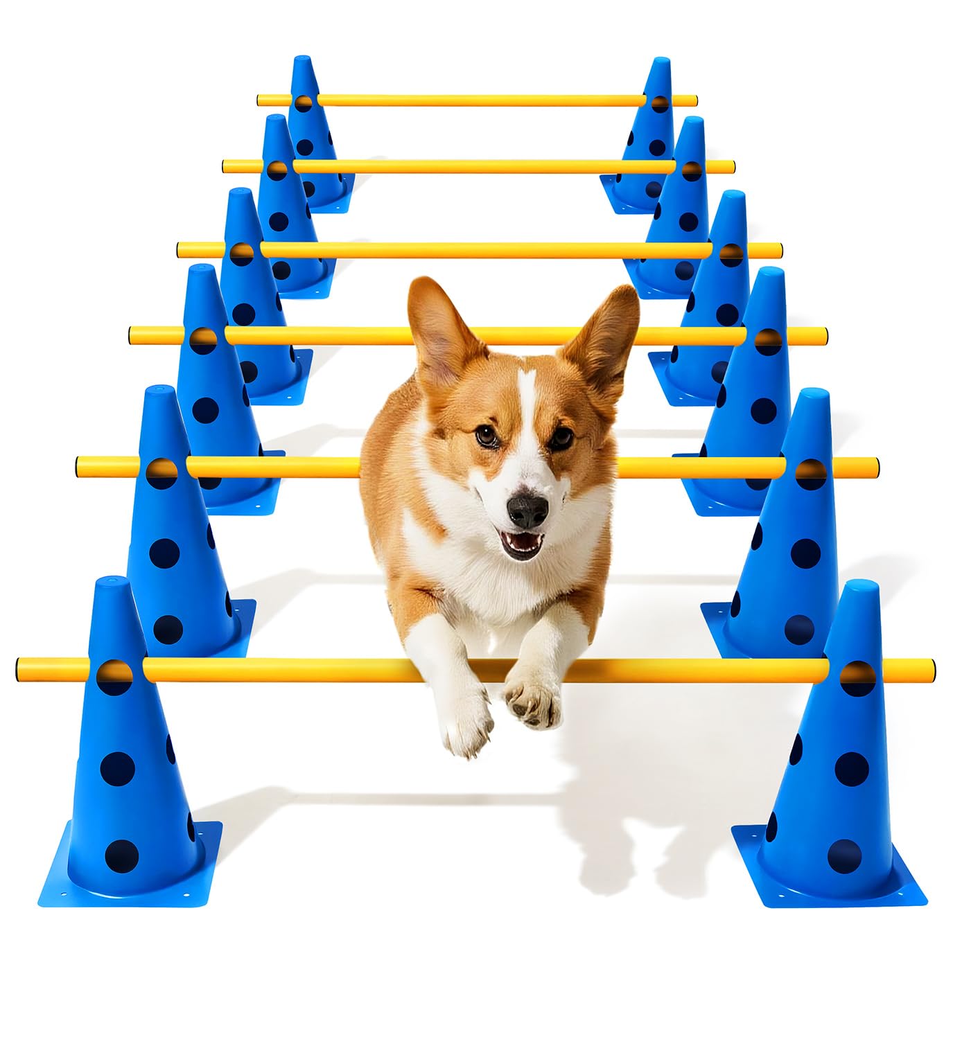 Lupar Dog Agility Course Backyard Set, Dog Agility Hurdle Cone Set with Height Adjustable Crossbar