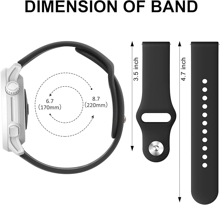 Amzpas Silicone Band for Coros PACE 2/ APEX 42mm/ APEX 2, 20mm Quick-Release Replacement Wristband Sport Strap for Men Women