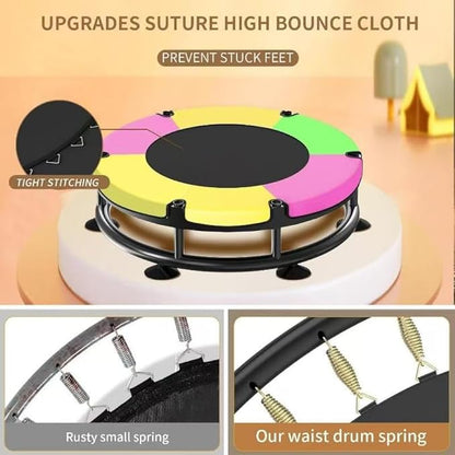 Trampoline for Kids, Full Anti-Rust 440lbs Anti-Rollover Round Bottom Toddler Trampoline, T-handrail Adjustable Baby Toddler Trampolines Dart Board