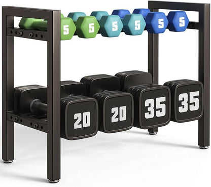 Dumbbell Rack 2-Tier 20 IN Length Adjustable Weight Rack For Home Gym Dumbbells Kettlebell (Rack Only)
