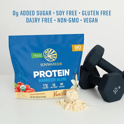 Organic Plant Based Protein Powder | Vegan Organic Protein Powder Vanilla Flavored with BCAA Amino Acids & Hemp Seed Pea Blend | Non-GMO Soy Dairy Filler & Gluten Free (Vanilla, 90 Servings)