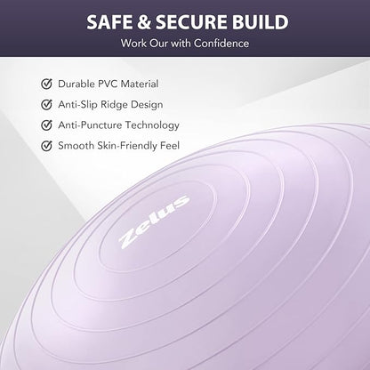 ZELUS Balance Ball Trainer with Resistance Bands and Foot Pump, Inflatable Yoga Ball for Home Gym Workouts, 23 Inch Exercise Half Ball for Balance Training Core Strength Fitness More, 330lb Cap