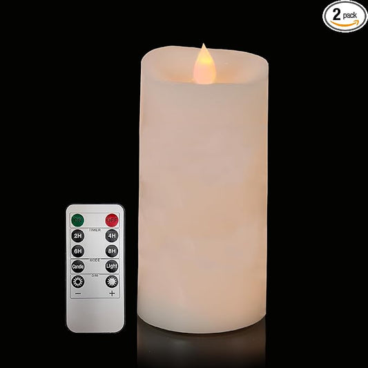 3x6 Flickering Flameless Candles Set of 1,6 inch Real Wax LED 600 Hours Battery Candles with Timer Remote,Control for Wedding Party Indoor,Ivory