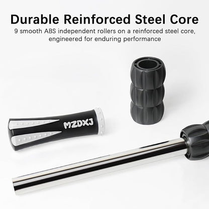 Muscle Roller Stick for Athletes - Deep Tissue Fascia Blaster & Roller Massager for Myofascial Pain Relief - Handheld Physical Therapy & Recovery Tool(White black-18 inch)