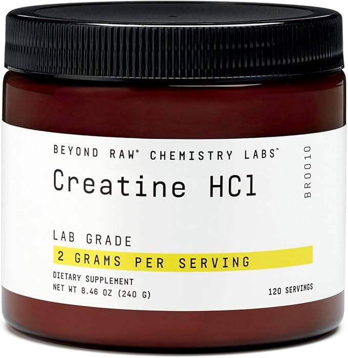 BEYOND RAW Science-Backed Creatine HCl Powder, Lab Grade, for Muscle Strength and Growth, Energy Production, Athletic Performance, Cognitive Support, Cellular Hydration, 120 Servings