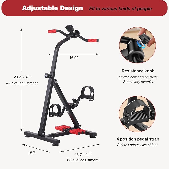 Pedal Exerciser Bike for Seniors, Hand Arm Leg and Knee Peddler Exercise Equipment, Elderly Recovery Home Exercise Bike for Total Body, Great Gift for Elderly Rehab