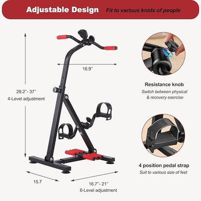 Pedal Exerciser Bike for Seniors, Hand Arm Leg and Knee Peddler Exercise Equipment, Elderly Recovery Home Exercise Bike for Total Body, Great Gift for Elderly Rehab