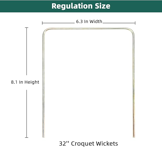 ApudArmis Regulation Croquet Wickets, Set of 9 Colorful Square Arrow Wickets Replacement for 28In or 32In Croquet Lawn Backyard Outdoor Game (8.1In Height & 6.3In Width)